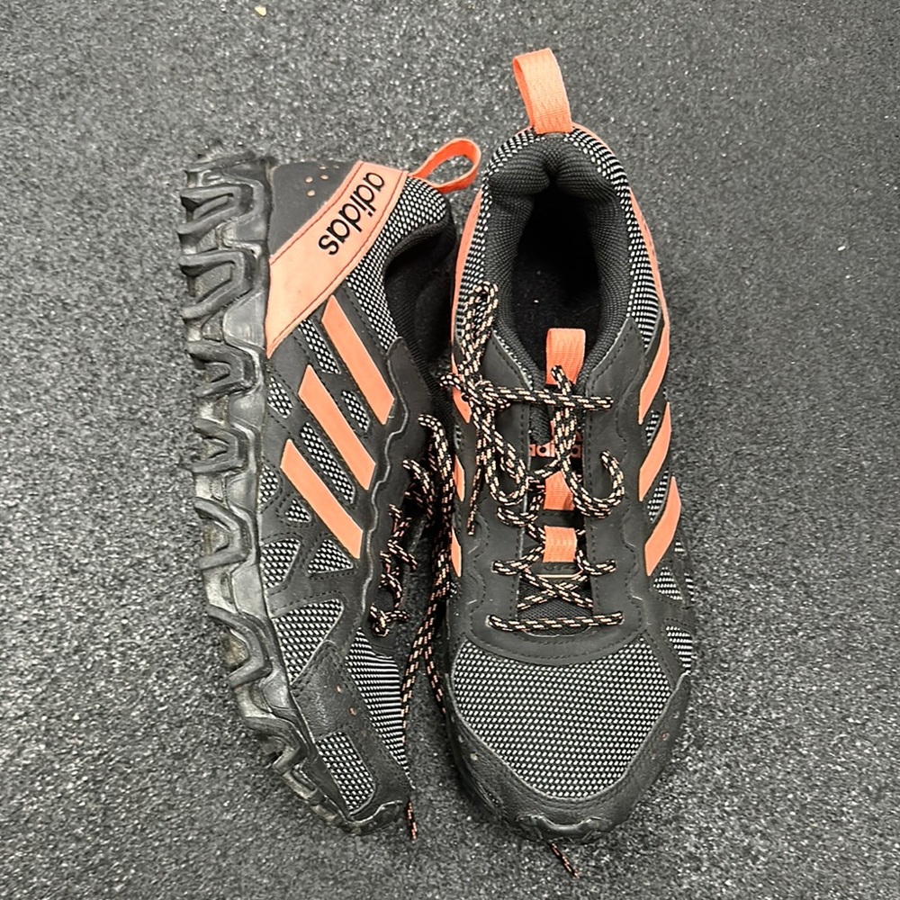 Adidas Black and Peach Athletic Trail Shoes Size 7